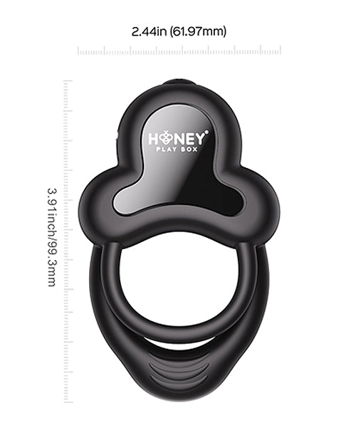 Honey Play Box Honey Play Box Anello Vibrating Double Cock Ring with Clitoral Stimulator - Black - Image 4