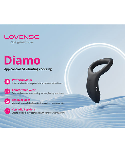 Lovense Lovense Diamo App-Controlled Vibrating Cock Ring - Black - Image 6