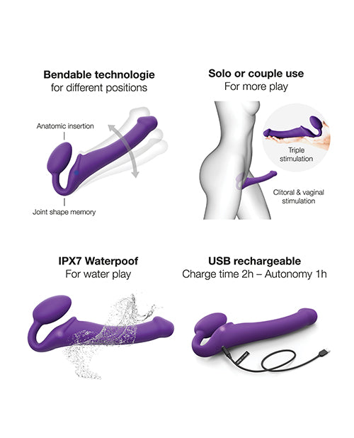 Strap-On-Me Strap On Me Vibrating Bendable Strapless Strap On - Medium - Purple - Image 4
