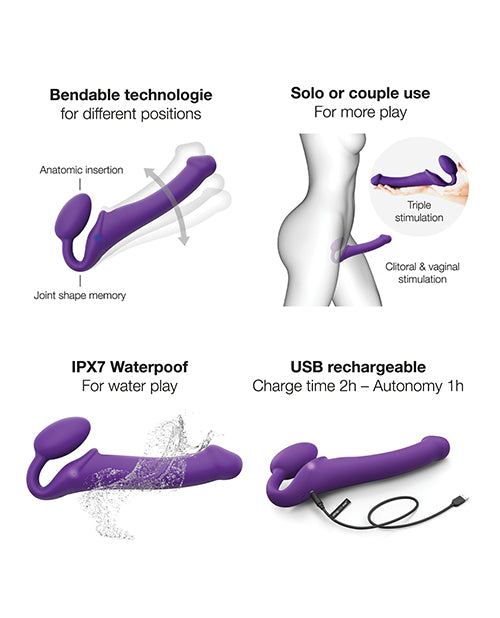 Strap-On-Me Strap On Me Vibrating Bendable Strapless Strap On - Large - Purple