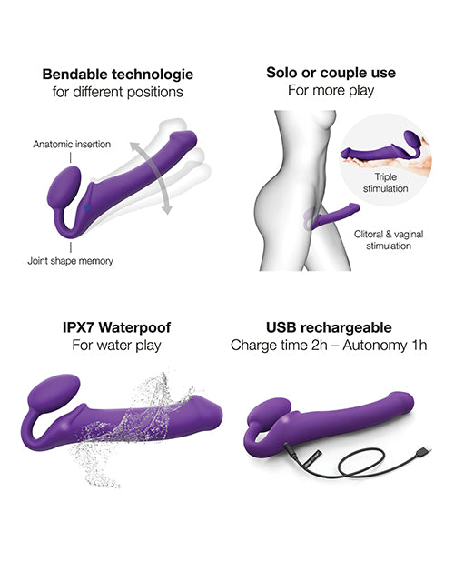 Strap-On-Me Strap On Me Vibrating Bendable Strapless Strap On - XLarge - Purple - Image 4