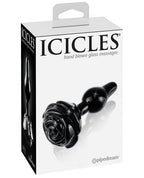 Icicles Icicles No. 77 Hand Blown Glass Rose Butt Plug - Black