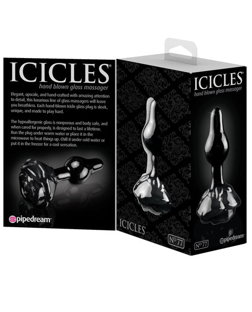 Icicles Icicles No. 77 Hand Blown Glass Rose Butt Plug - Black - Image 3