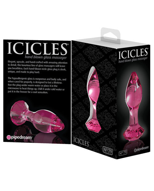 Icicles Icicles No. 79 Hand Blown Glass Diamond Butt Plug - Pink - Image 3