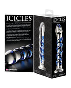 Icicles Icicles No. 5 Hand Blown Glass Massager - Clear w/Blue Swirls - Image 3
