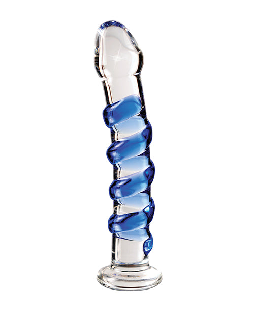 Icicles Icicles No. 5 Hand Blown Glass Massager - Clear w/Blue Swirls