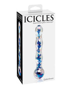 Icicles Icicles No. 8 Hand Blown Glass Massager - Clear w/Inside Blue Swirls
