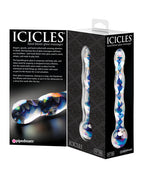 Icicles Icicles No. 8 Hand Blown Glass Massager - Clear w/Inside Blue Swirls - Image 2