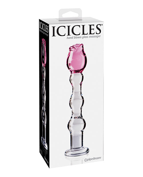 Icicles Icicles No. 12 Hand Blown Glass Massager - Clear w/Rose Tip - Image 2