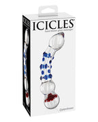 Icicles Icicles No. 18 Hand Blown Glass Massager - Clear w/Blue Knobs - Image 2