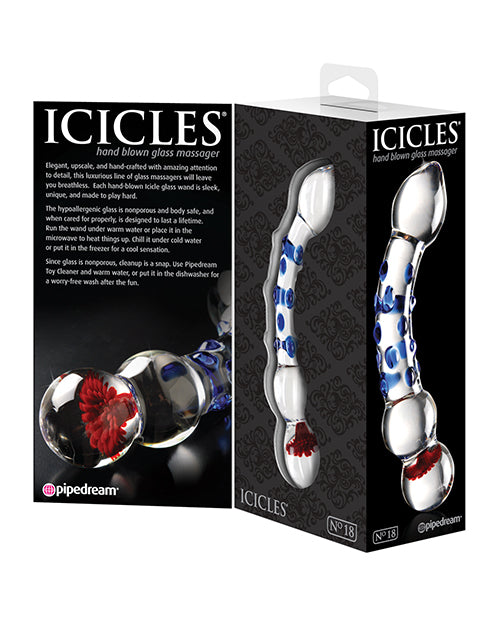 Icicles Icicles No. 18 Hand Blown Glass Massager - Clear w/Blue Knobs - Image 3