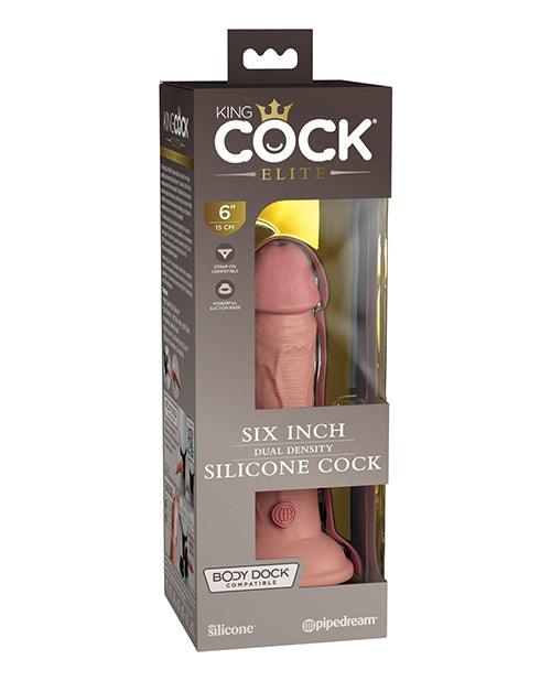 King Cock Elite King Cock Elite 6" Dual Density Silicone Cock - Light/Peach Pink Nude - Image 2