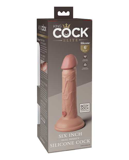 King Cock Elite King Cock Elite 6" Dual Density Silicone Cock - Light/Peach Pink Nude - Image 3
