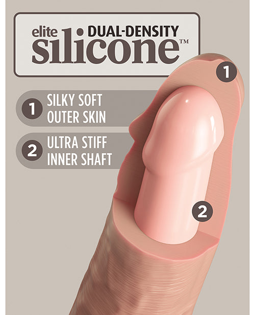 King Cock Elite King Cock Elite 7" Dual Density Vibrating Silicone Cock w/Remote - Light/Champagne Pink Nude - Image 3