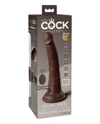 King Cock Elite King Cock Elite 7" Dual Density Vibrating Silicone Cock w/Remote - Brown/Espresso Nude - Image 5