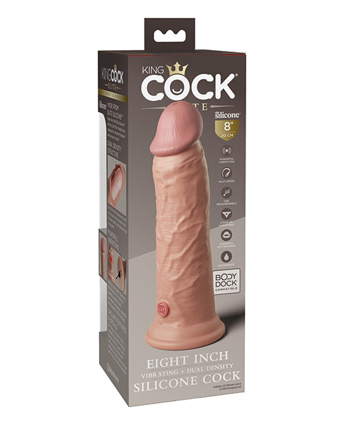 King Cock Elite King Cock Elite 8" Dual Density Vibrating Silicone Cock - Light/Champagne Pink Nude - Image 5
