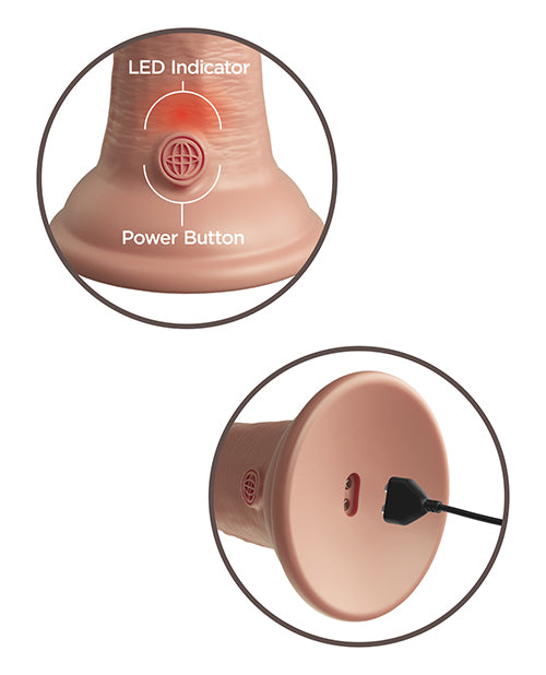 King Cock Elite King Cock Elite 8" Dual Density Vibrating Silicone Cock - Light/Champagne Pink Nude - Image 3