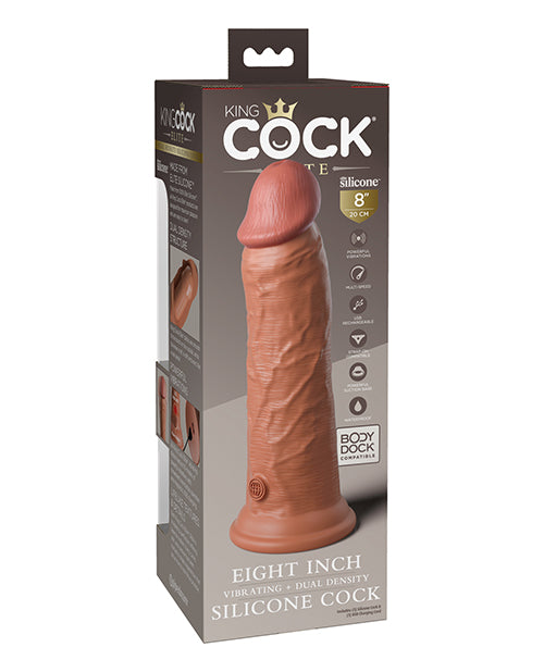 King Cock Elite King Cock Elite 8" Dual Density Vibrating Silicone Cock - Tan/Dusty Rose Nude - Image 5