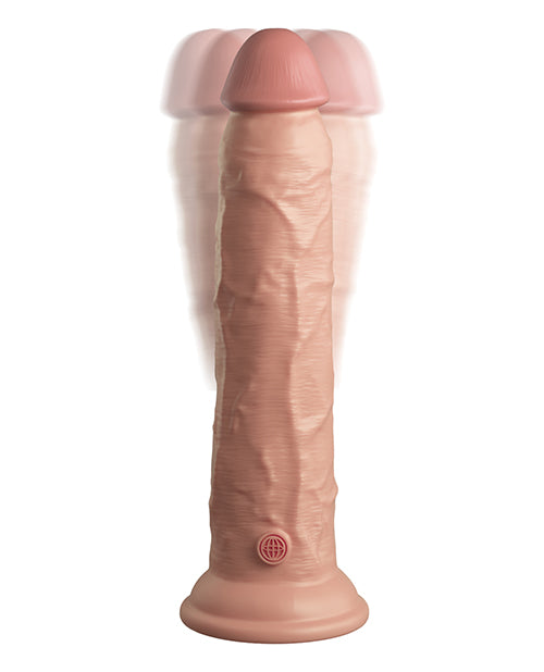 King Cock Elite King Cock Elite 9" Dual Density Vibrating Silicone Cock w/Remote - Light/Champagne Pink Nude
