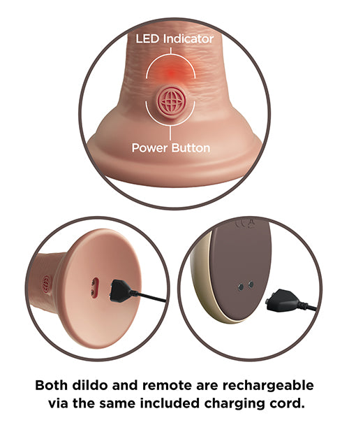 King Cock Elite King Cock Elite 9" Dual Density Vibrating Silicone Cock w/Remote - Light/Champagne Pink Nude - Image 3