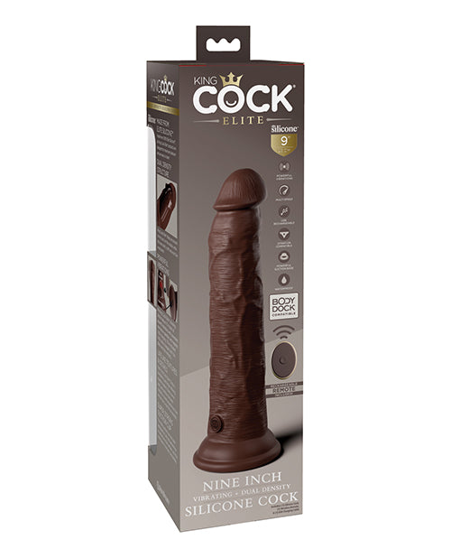 King Cock Elite King Cock Elite 9" Dual Density Vibrating Silicone Cock w/Remote - Brown/Espresso Nude - Image 4