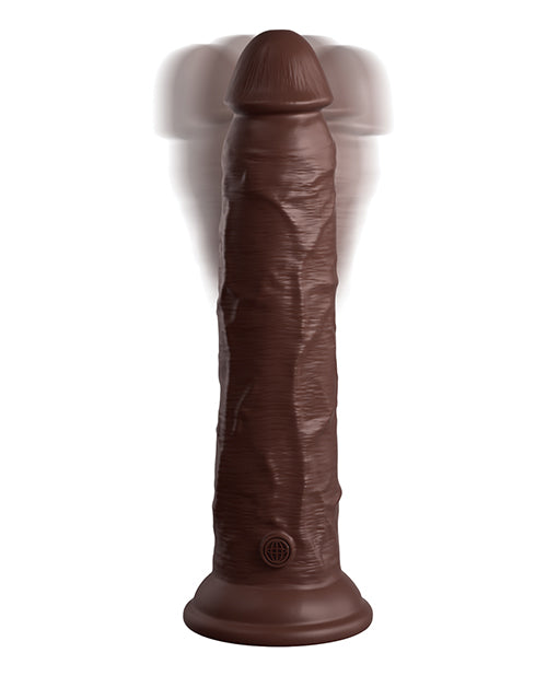 King Cock Elite King Cock Elite 9" Dual Density Vibrating Silicone Cock w/Remote - Brown/Espresso Nude
