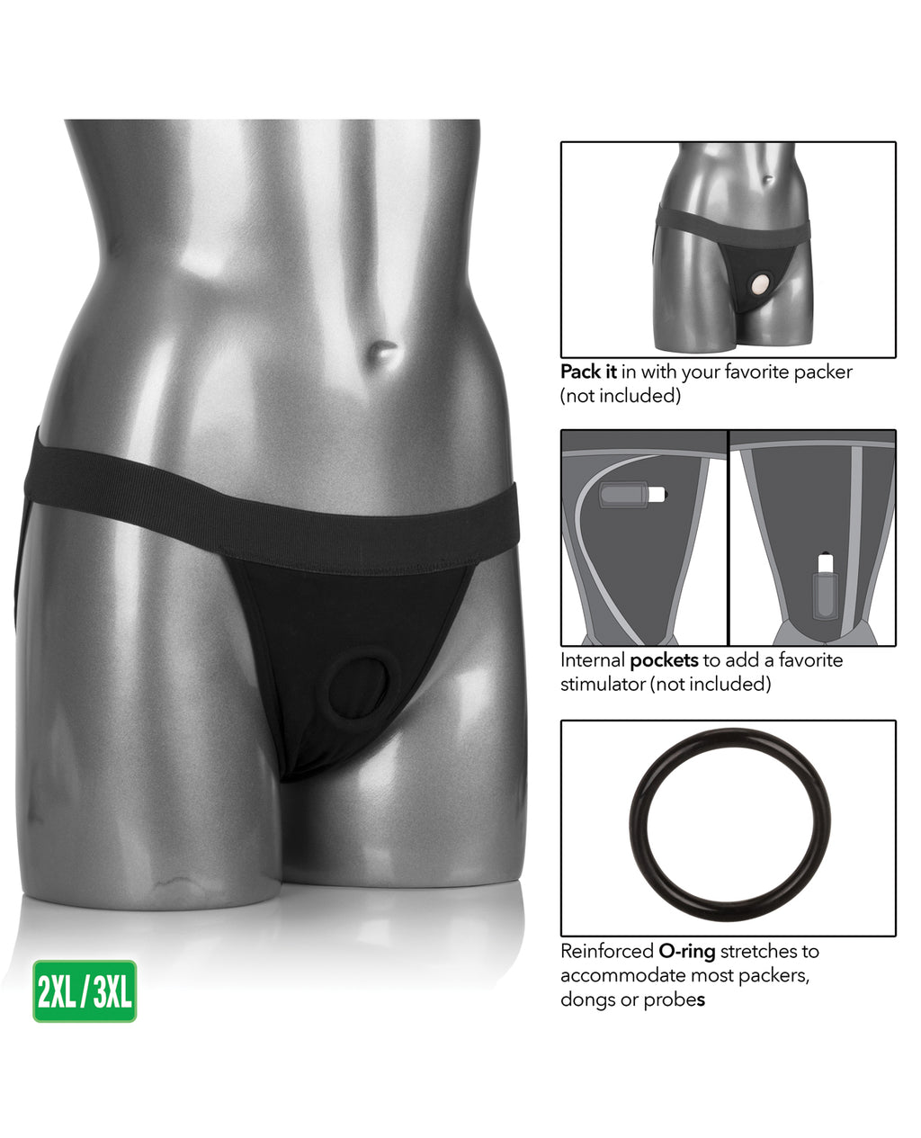 CalExotics CalExotics Packer Gear Jock Strap Harness - 2XL/3XL - Black - Image 5