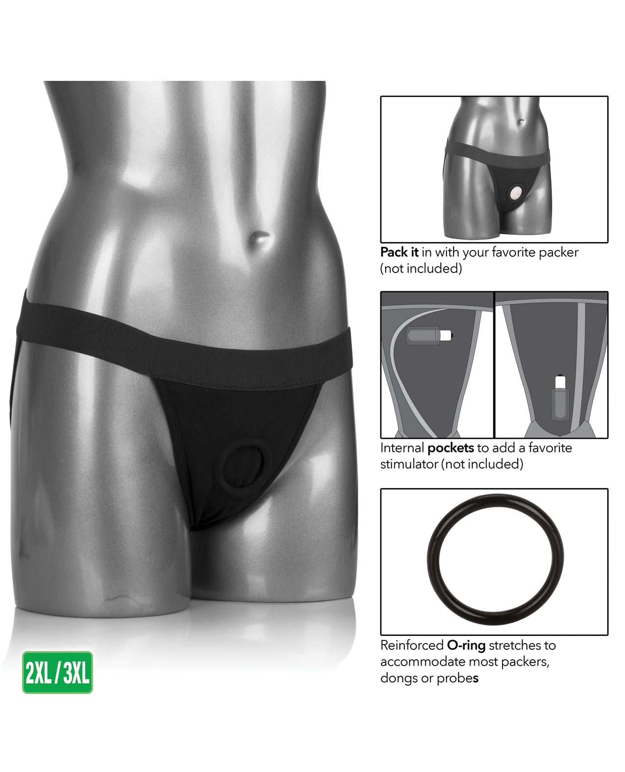 CalExotics CalExotics Packer Gear Jock Strap Harness - 2XL/3XL - Black - Image 5