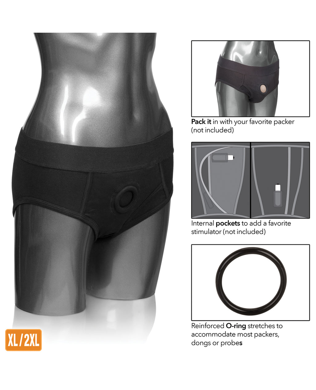 CalExotics CalExotics Packer Gear Brief Harness - XL/2XL - Black - Image 4