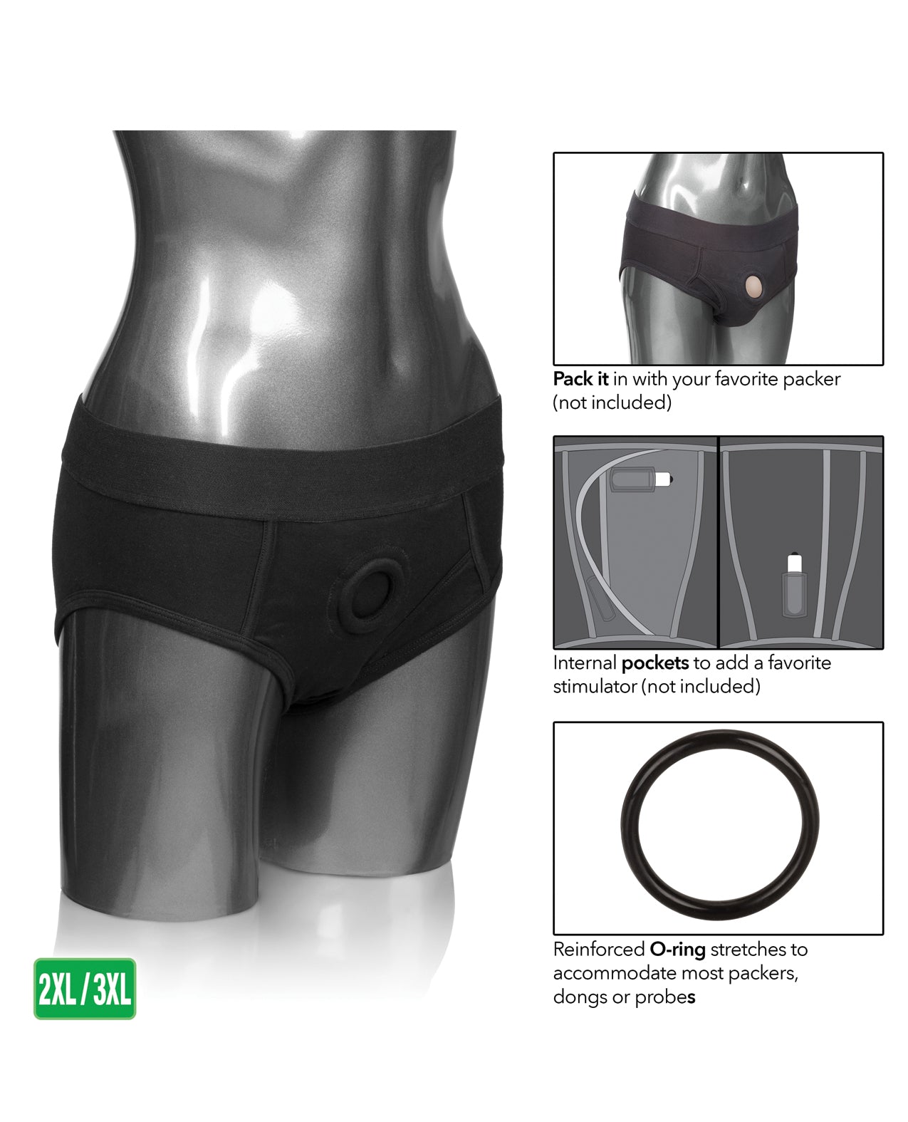 CalExotics CalExotics Packer Gear Brief Harness - 2XL/3XL - Black - Image 5