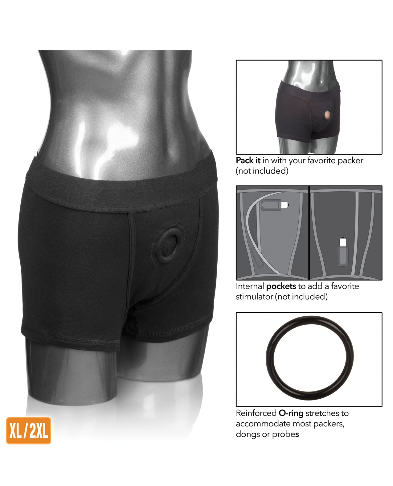 CalExotics CalExotics Packer Gear Boxer Brief Harness - XL/2XL - Black - Image 5
