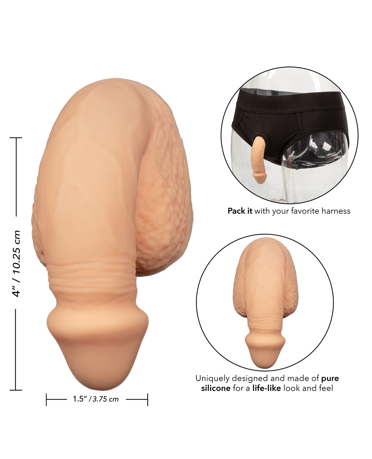 CalExotics CalExotics Packer Gear 4" Silicone Packing Penis - Champagne Pink Nude - Image 5
