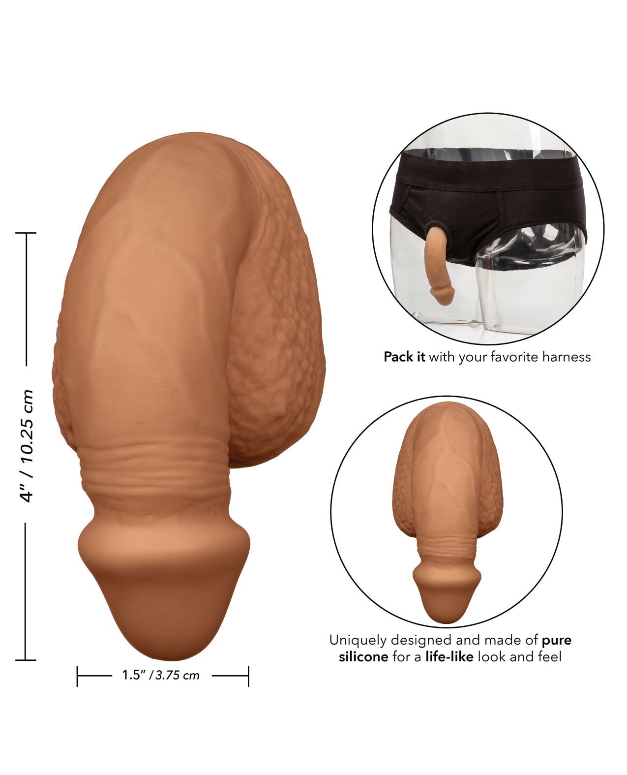 CalExotics CalExotics Packer Gear 4" Silicone Packing Penis - Tan Nude - Image 5