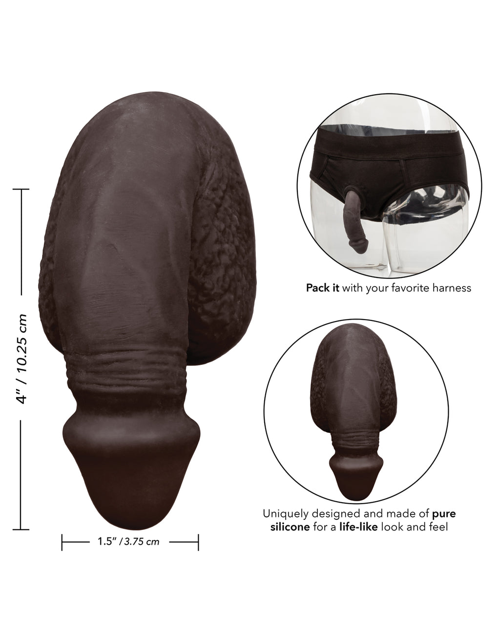 CalExotics CalExotics Packer Gear 4" Silicone Packing Penis - Espresso Nude - Image 5