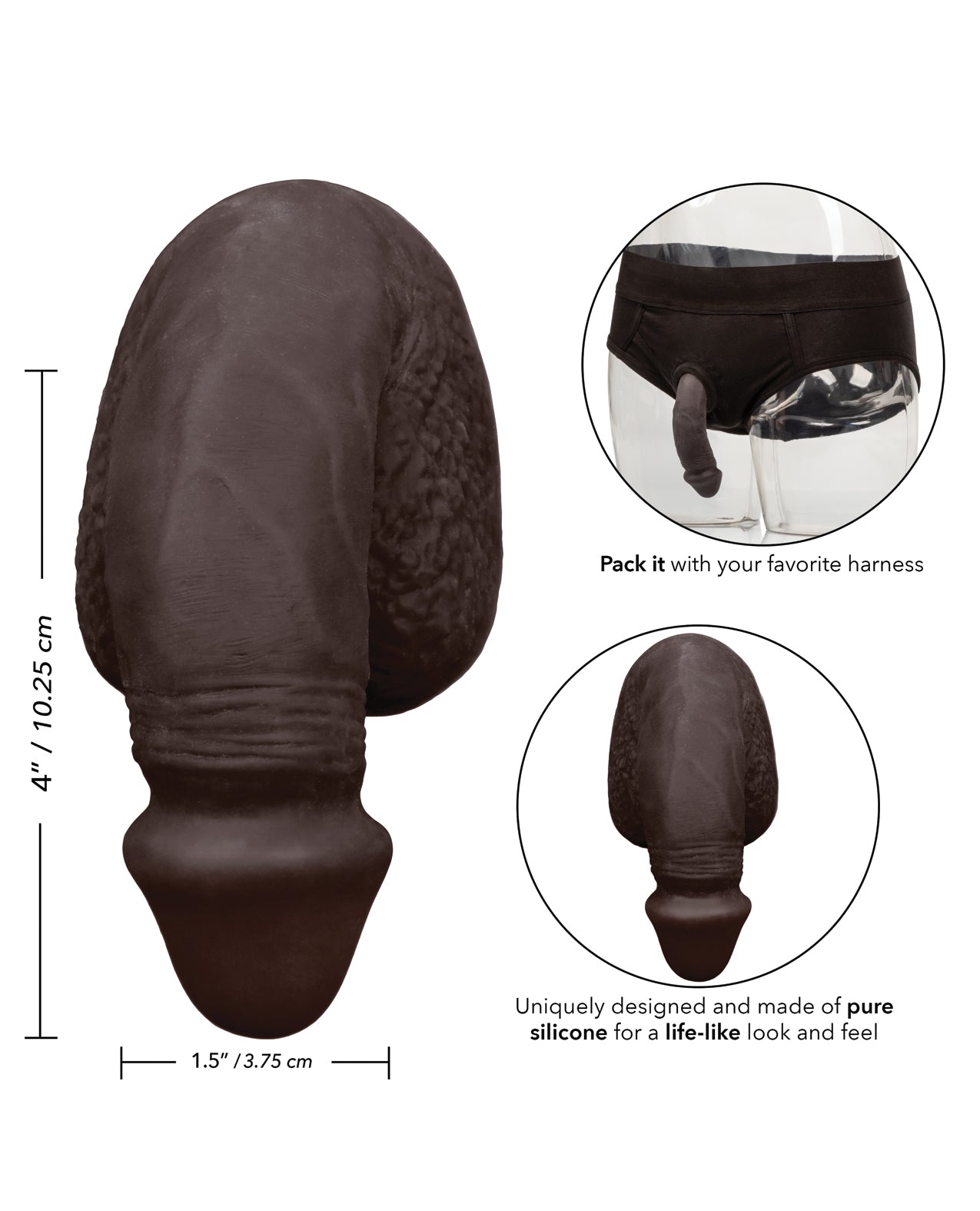 CalExotics CalExotics Packer Gear 4" Silicone Packing Penis - Espresso Nude - Image 5