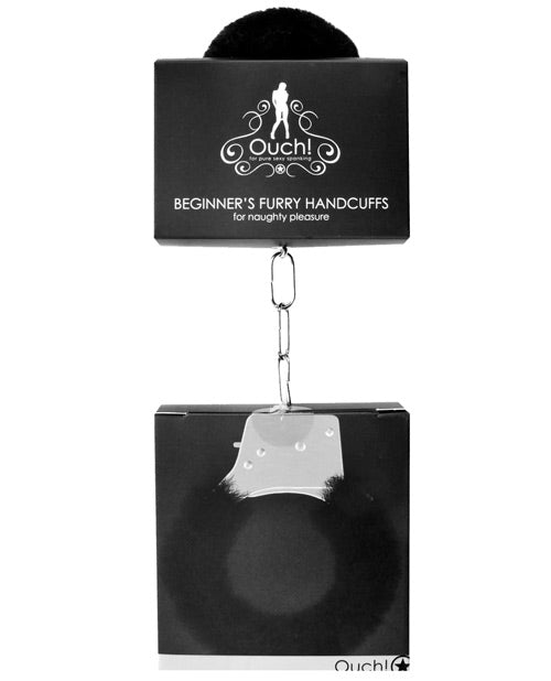 Ouch Shots Ouch Beginner's Furry Handcuffs - Black