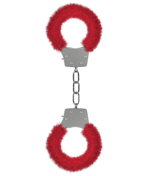 Ouch Shots Ouch Furry Pleasure Handcuffs - Red - Image 2