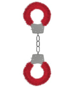 Ouch Shots Ouch Furry Pleasure Handcuffs - Red - Image 2