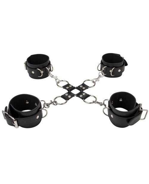 Ouch Shots Ouch Leather Hand & Leg Cuffs - Black - Image 2