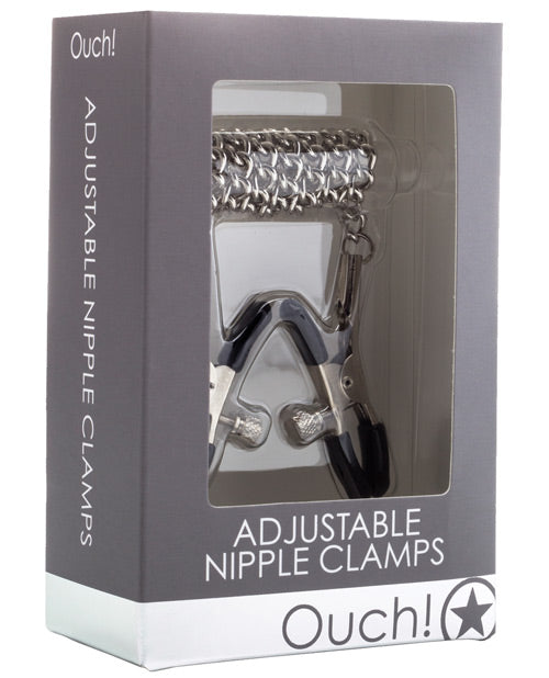 Ouch Shots Ouch Adjustable Nipple Clamps with Chain - Metal