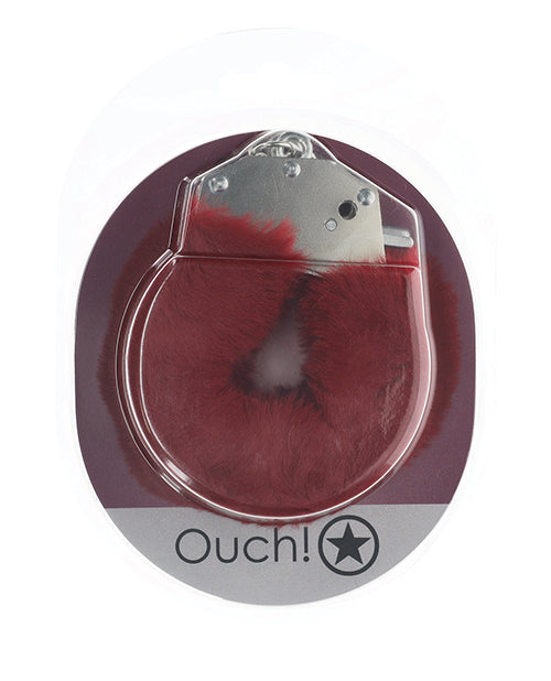 Ouch Shots Ouch! Heavy-Duty Fluffy Handcuffs - Burgundy - Image 2