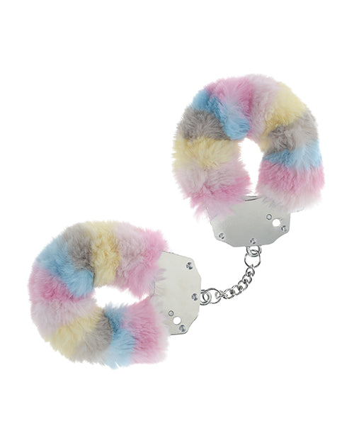 Ouch Shots Ouch! Heavy-Duty Fluffy Handcuffs - Powder Rainbow
