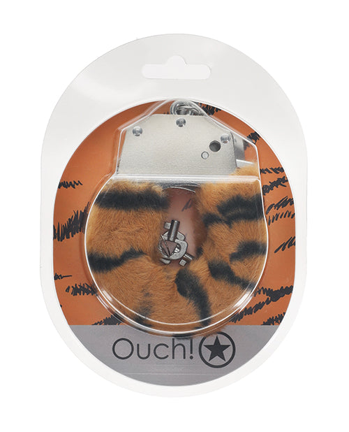 Ouch Shots Ouch! Heavy-Duty Fluffy Handcuffs - Tiger - Image 2