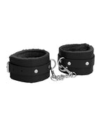 Ouch Shots Ouch Plush Bonded Leather Ankle Cuffs - Black - Image 2