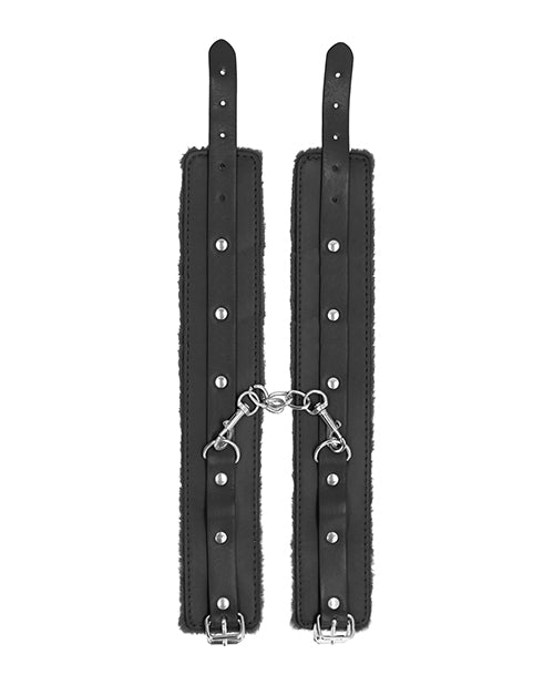 Ouch Shots Ouch Plush Bonded Leather Ankle Cuffs - Black - Image 3