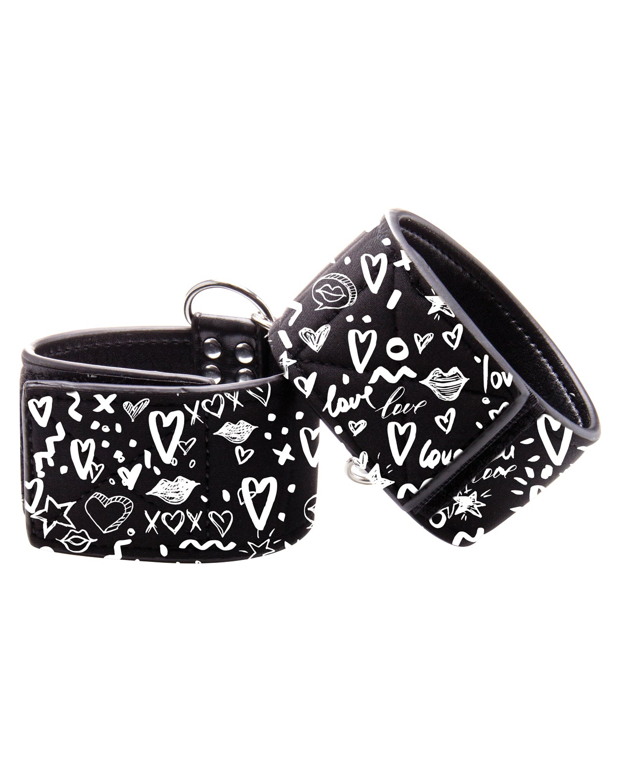 Ouch Shots Ouch Love Street Art Printed Hand Cuffs - Black - Image 2