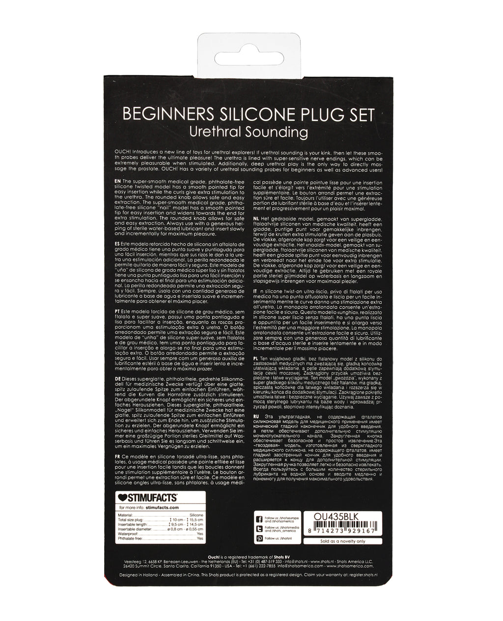 Ouch Shots Ouch Beginner's Urethral Sounding Silicone Plug Set - Black - Image 2