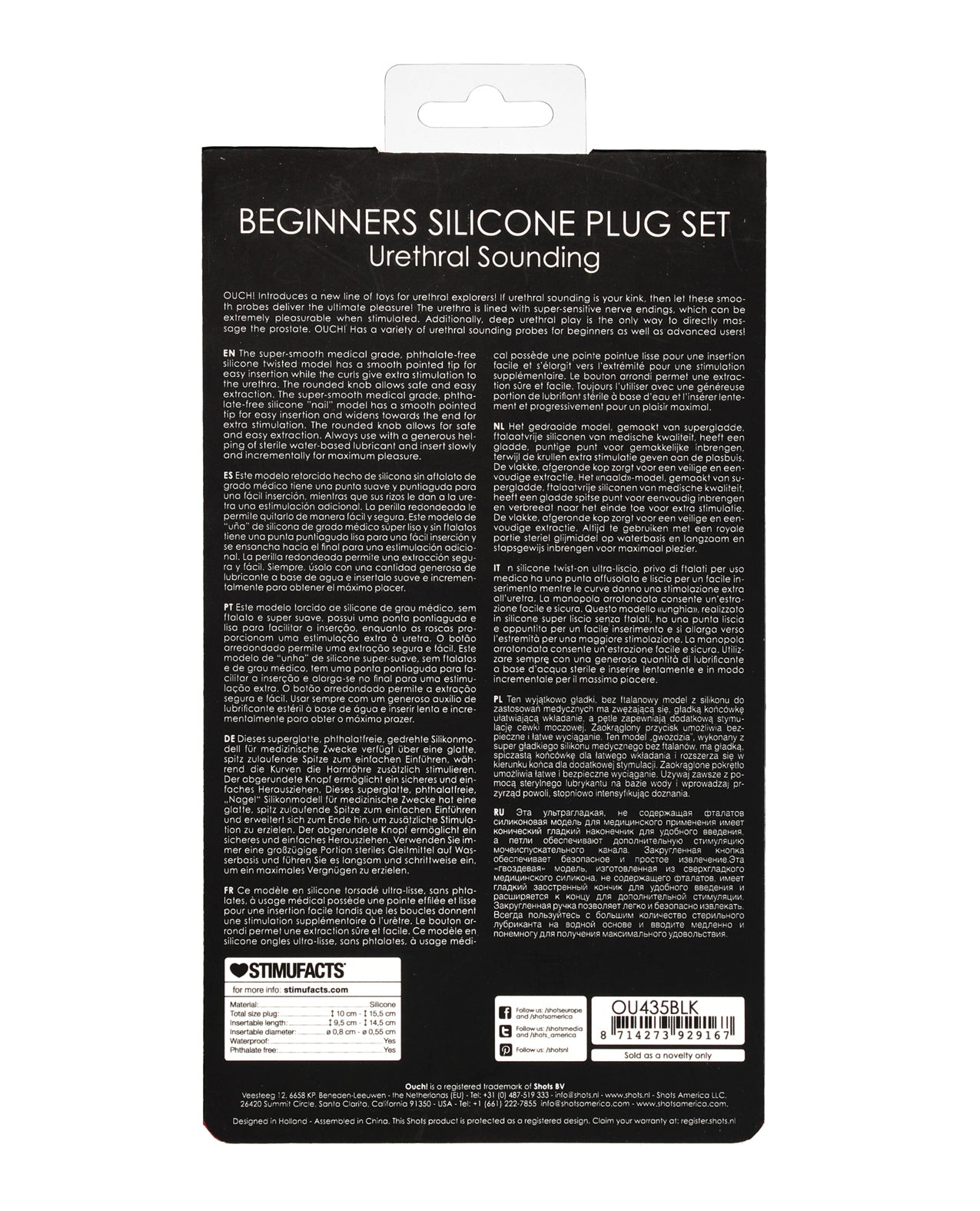 Ouch Shots Ouch Beginner's Urethral Sounding Silicone Plug Set - Black - Image 2