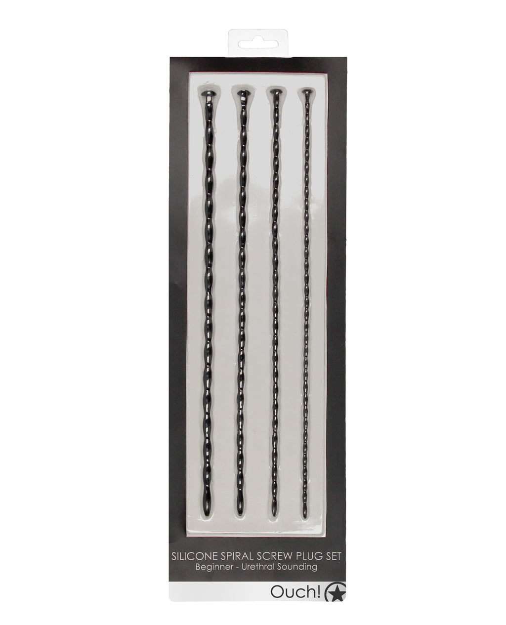 Ouch Shots Ouch Beginner's Urethral Sounding Silicone Spiral Screw Plug Set - Black