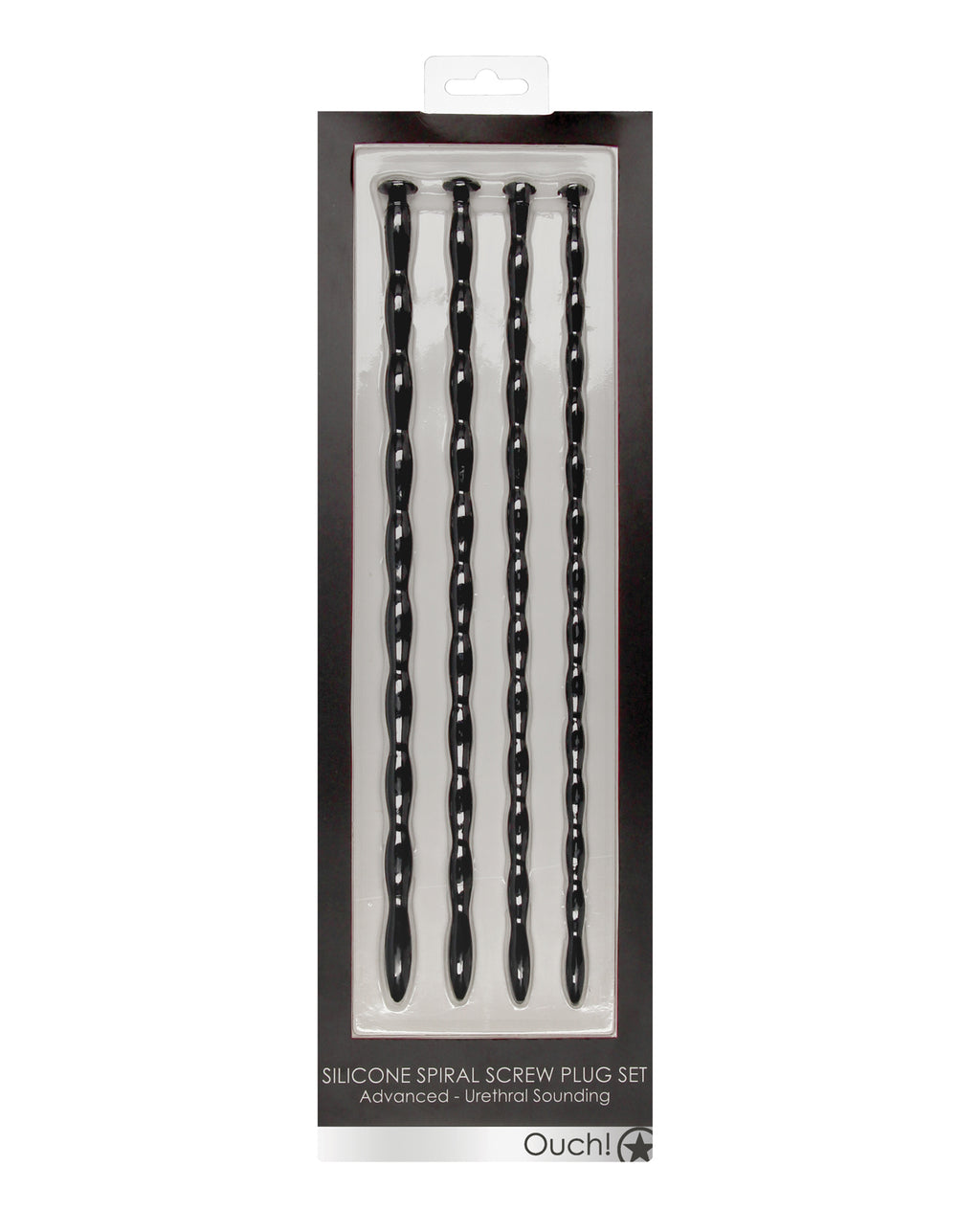 Ouch Shots Ouch Advanced Urethral Sounding Silicone Spiral Plug Set - Black
